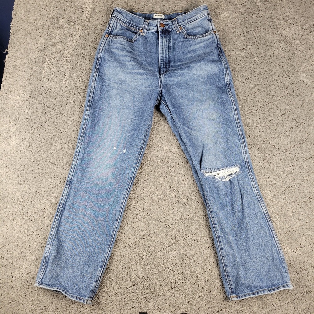 Wrangler‎ Jeans Womens 30 Blue Wild West High Rise Straight Distressed Cowgirl